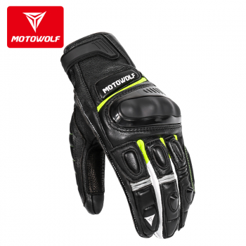 Guantes de cuero para moto Motowolf 0306