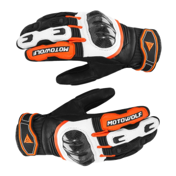 Guantes de cuero para moto Motowolf 0335